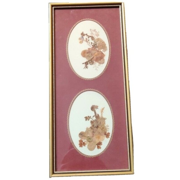 Pressed Real English Flowers Village Green Country Crafts Framed Art 12x6" Sign - Picture 1 of 7